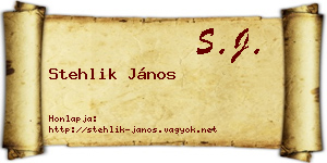 Stehlik János névjegykártya